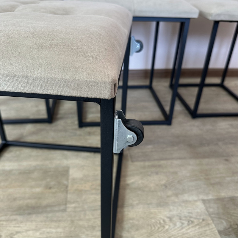 Пуф-трансформер 5в1 Mzavod Остин-4 со столиком велюр бежевый/черный 3-5-9005