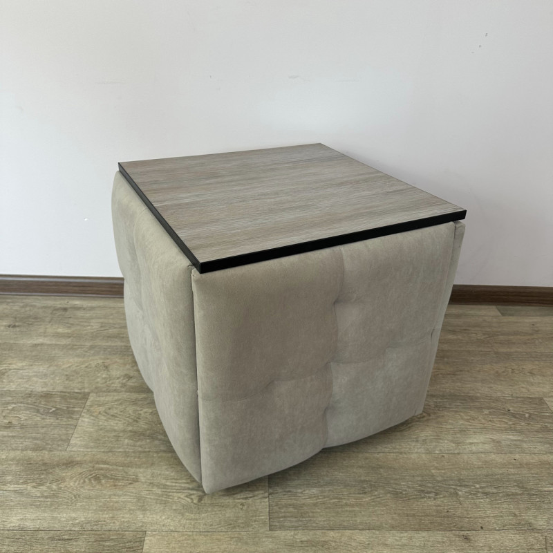 Пуф-трансформер 5в1 Mzavod Остин-4 со столиком велюр бежевый/дуб платиновый 3-2-9003