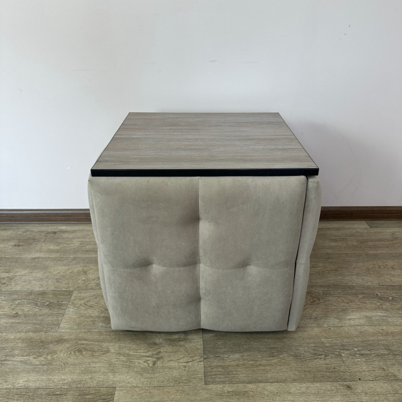 Пуф-трансформер 5в1 Mzavod Остин-4 со столиком велюр бежевый/дуб платиновый 3-2-9003