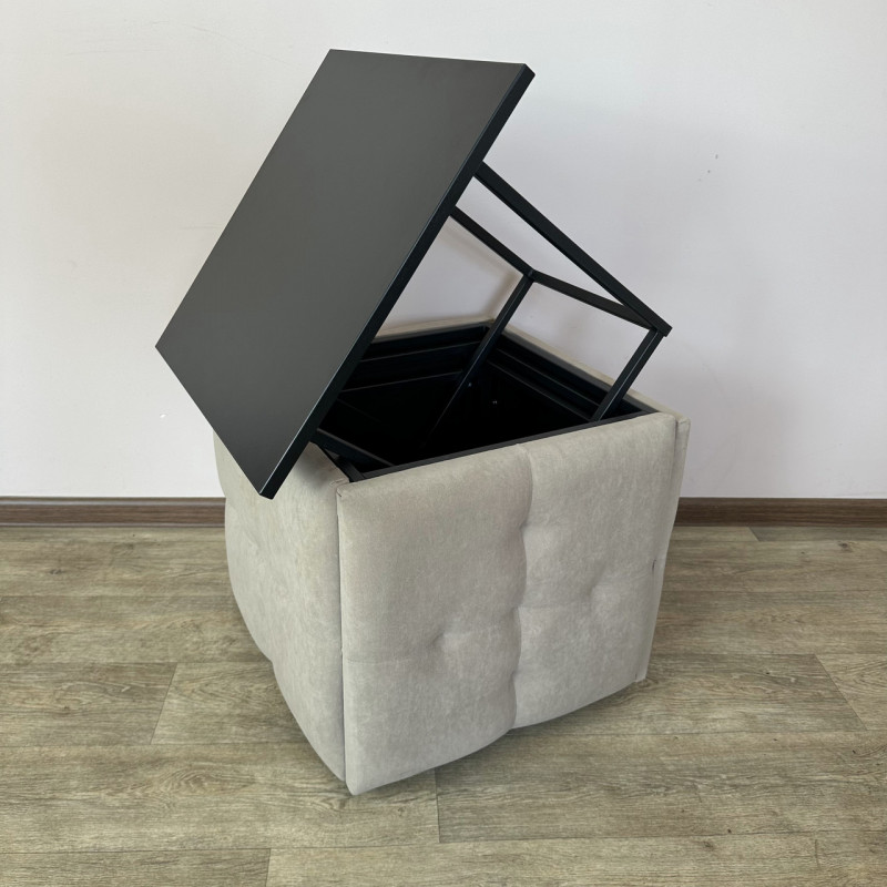 Пуф-трансформер 5в1 Mzavod Остин-4 со столиком велюр бежевый/черный 3-5-9005