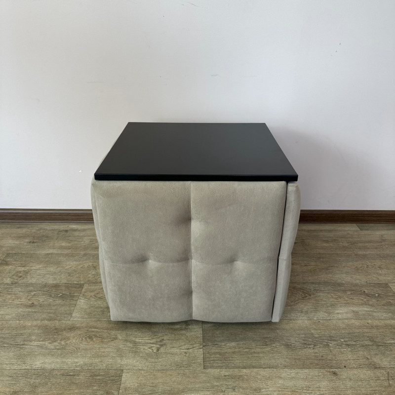 Пуф-трансформер 5в1 Mzavod Остин-4 со столиком велюр бежевый/черный 3-5-9005