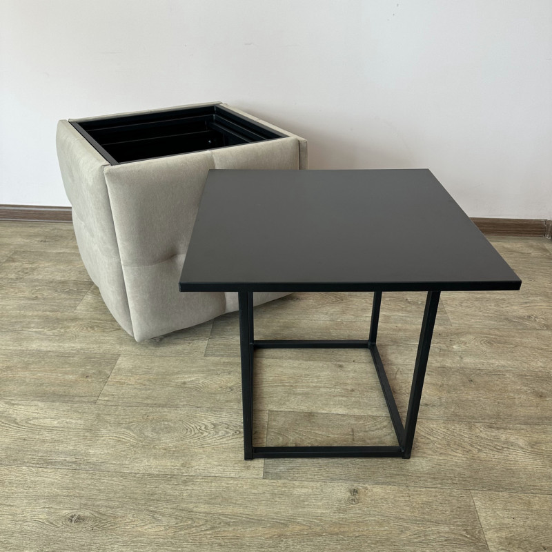 Пуф-трансформер 5в1 Mzavod Остин-4 со столиком велюр бежевый/черный 3-5-9005