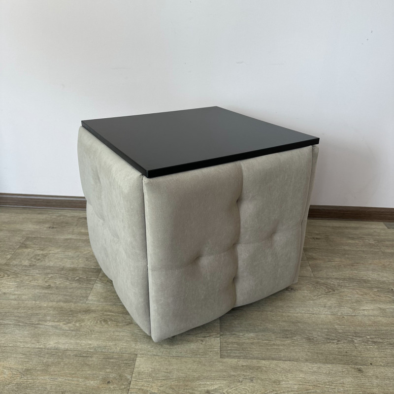 Пуф-трансформер 5в1 Mzavod Остин-4 со столиком велюр бежевый/черный 3-5-9005