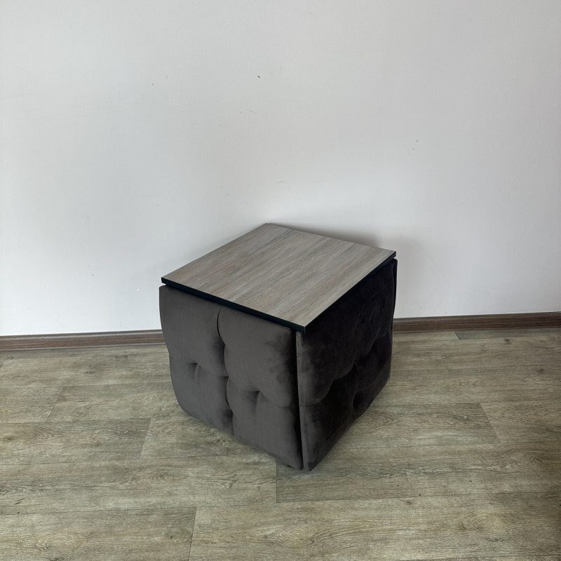 Пуф-трансформер 5в1 Mzavod Остин-4 со столиком велюр серо-коричневый/дуб платиновый 5-2-9003