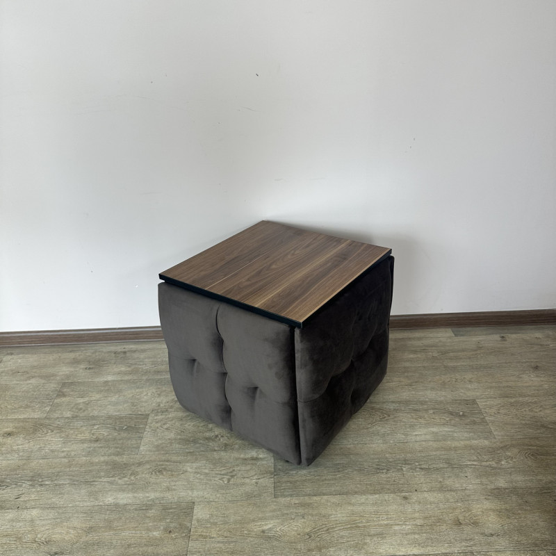 Пуф-трансформер 5в1 Mzavod Остин-4 со столиком велюр серо-коричневый/орех калифорнийский 5-4-9005