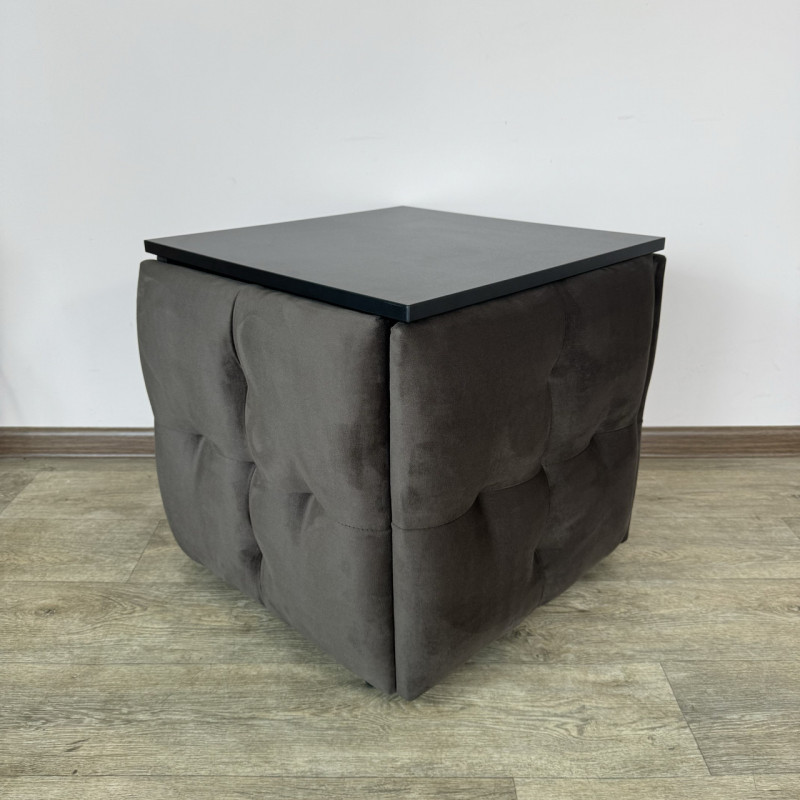 Пуф-трансформер 5в1 Mzavod Остин-4 со столиком велюр серо-коричневый/черный 5-5-9005