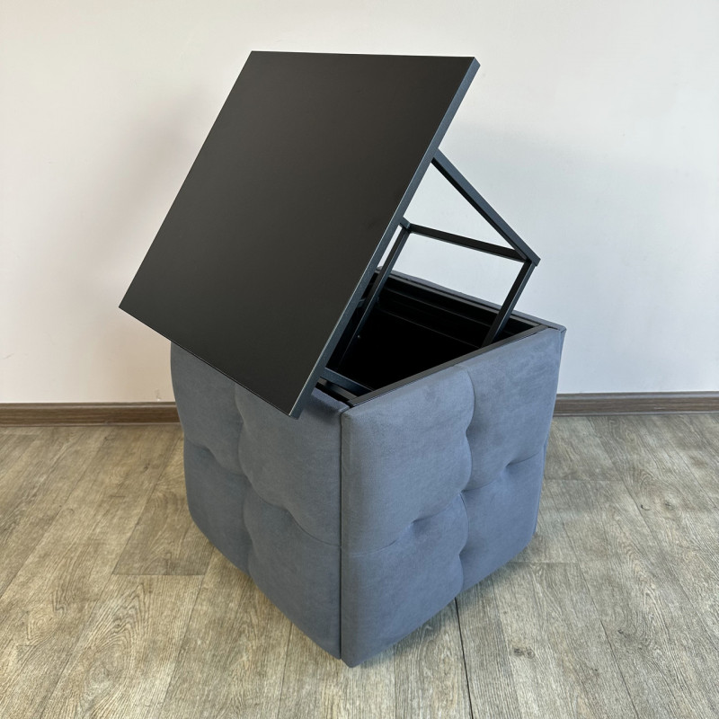 Пуф-трансформер 5в1 Mzavod Остин-4 со столиком велюр серый/черный 7-5-9005