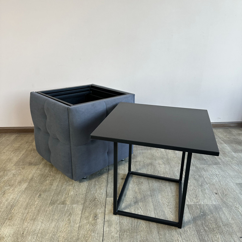 Пуф-трансформер 5в1 Mzavod Остин-4 со столиком велюр серый/черный 7-5-9005