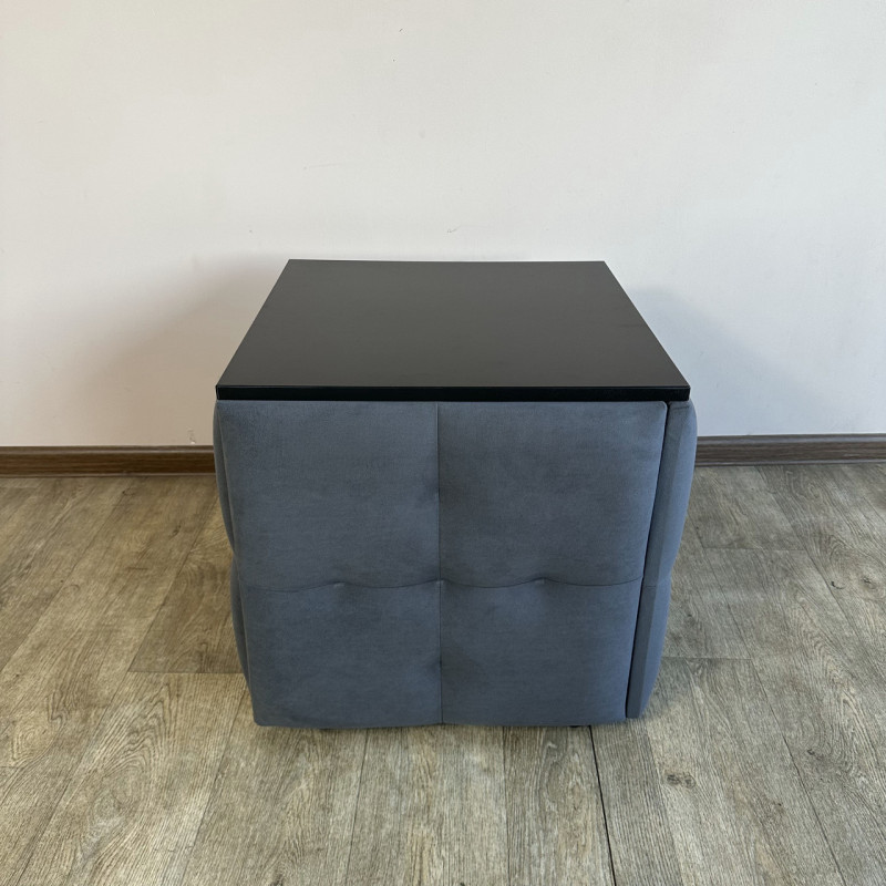 Пуф-трансформер 5в1 Mzavod Остин-4 со столиком велюр серый/черный 7-5-9005