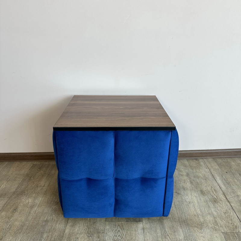 Пуф-трансформер 5в1 Остін-4 зі столиком велюр синій/горіх каліфорнійський 9-4-9005
