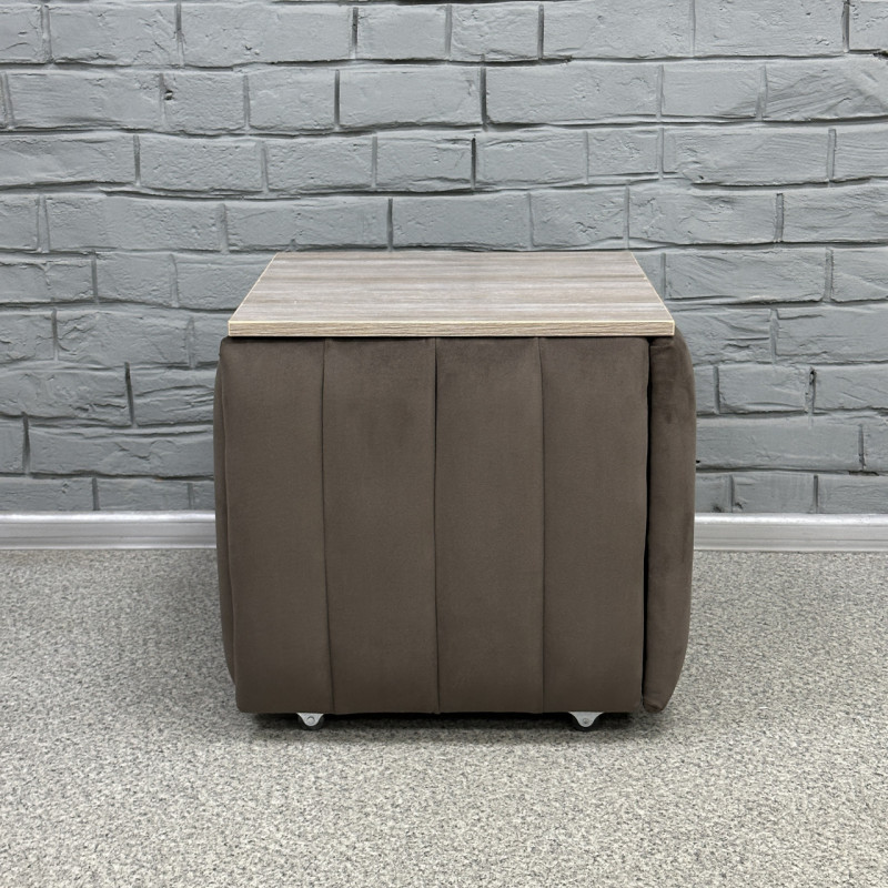 Пуф-трансформер 5в1 Mzavod Остин-2 со столиком велюр серо-коричневый/дуб платиновый 5-2-9003