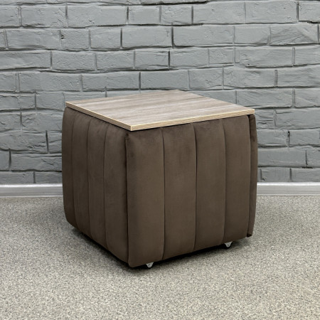 Пуф-трансформер 5в1 Остін-2 зі столиком велюр сіро-коричневий/дуб платиновий 5-2-9003