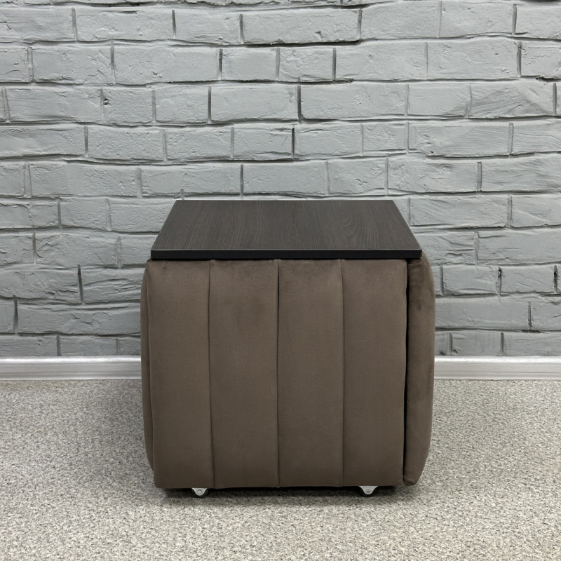 Пуф-трансформер 5в1 Mzavod Остин-2 со столиком велюр серо-коричневый/дуб венге 5-8-9005