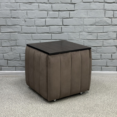 Пуф-трансформер 5в1 Остін-2 зі столиком велюр сіро-коричневий/дуб венге 5-8-9005