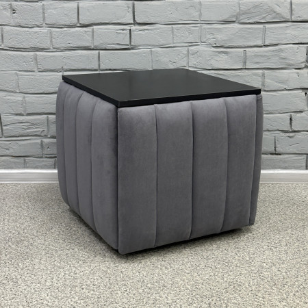 Пуф-трансформер 5в1 Остін-2 зі столиком велюр сірий/чорний 7-5-9003