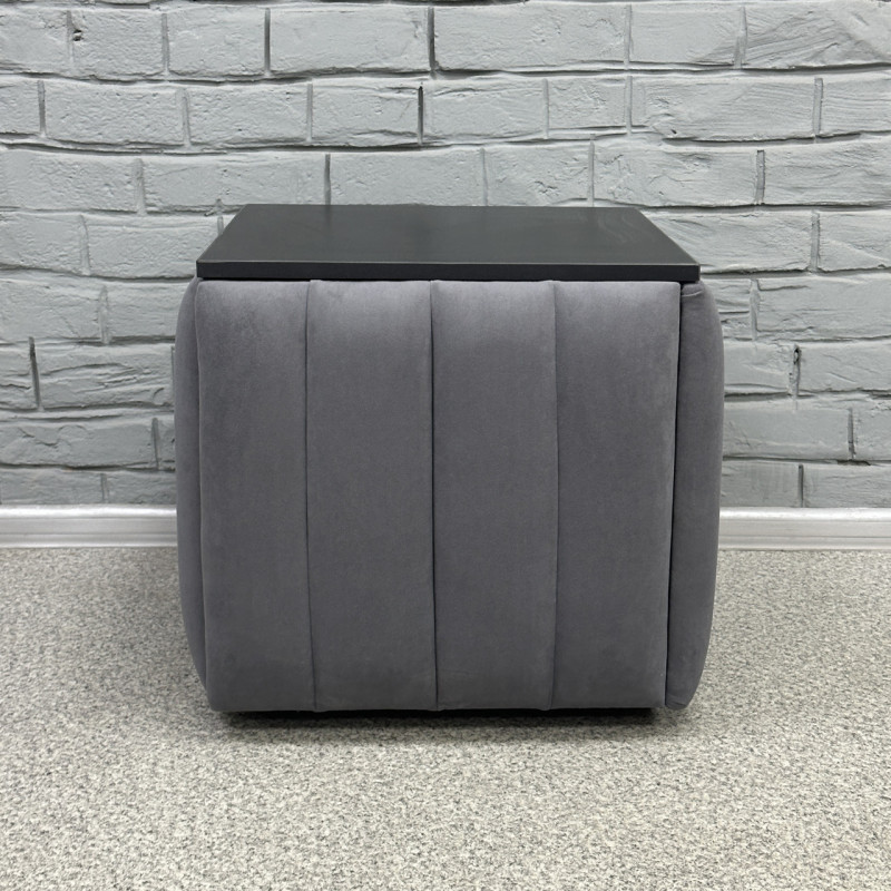 Пуф-трансформер 5в1 Mzavod Остин-2 со столиком велюр серый/черный 7-5-9003