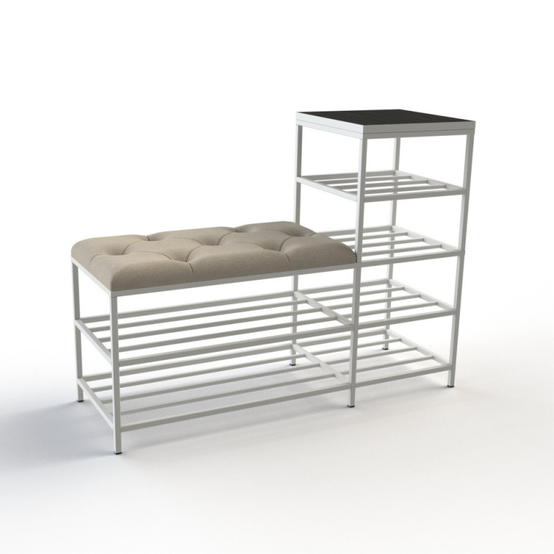 Банкетка для взуття Барселона-1 100 см велюр світло-сірий/чорний 6-5-9003