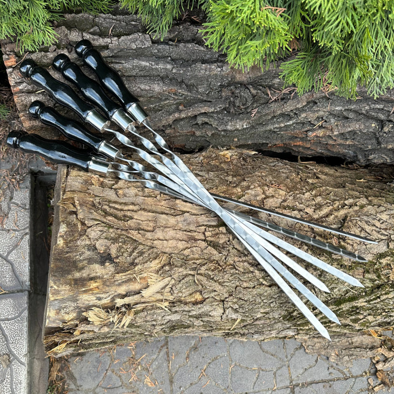 Шампур Mzavod с деревянной ручкой 630х12х3мм черный