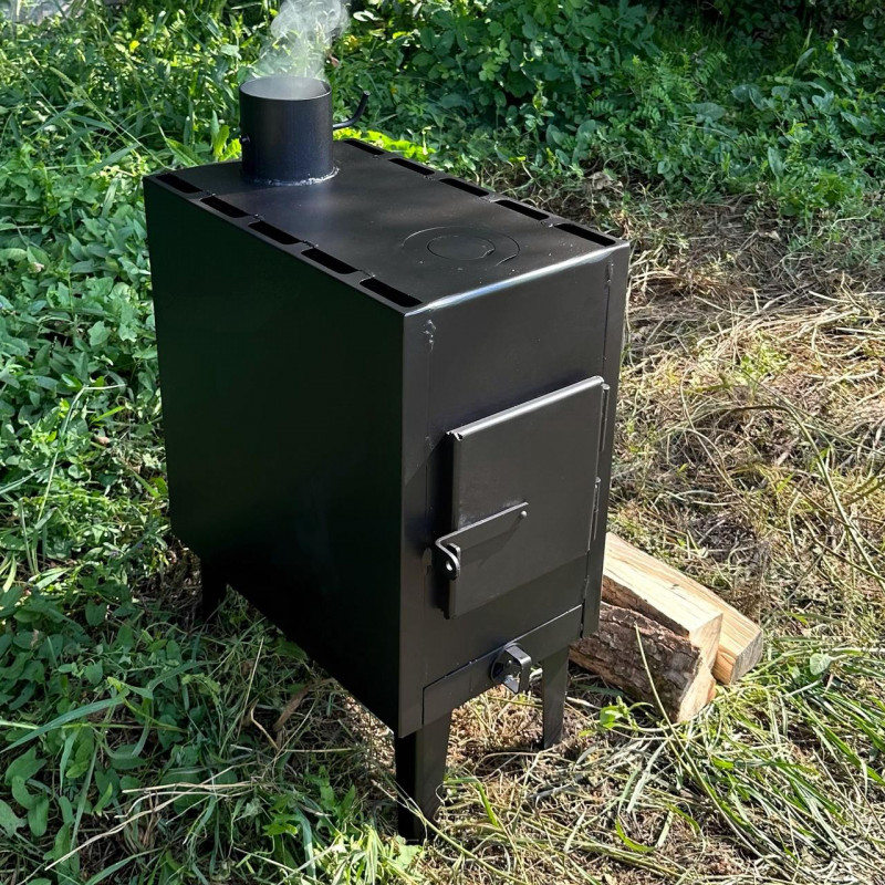 Піч-буржуйка КИЇВ 4мм з радіатором і варильною поверхнею