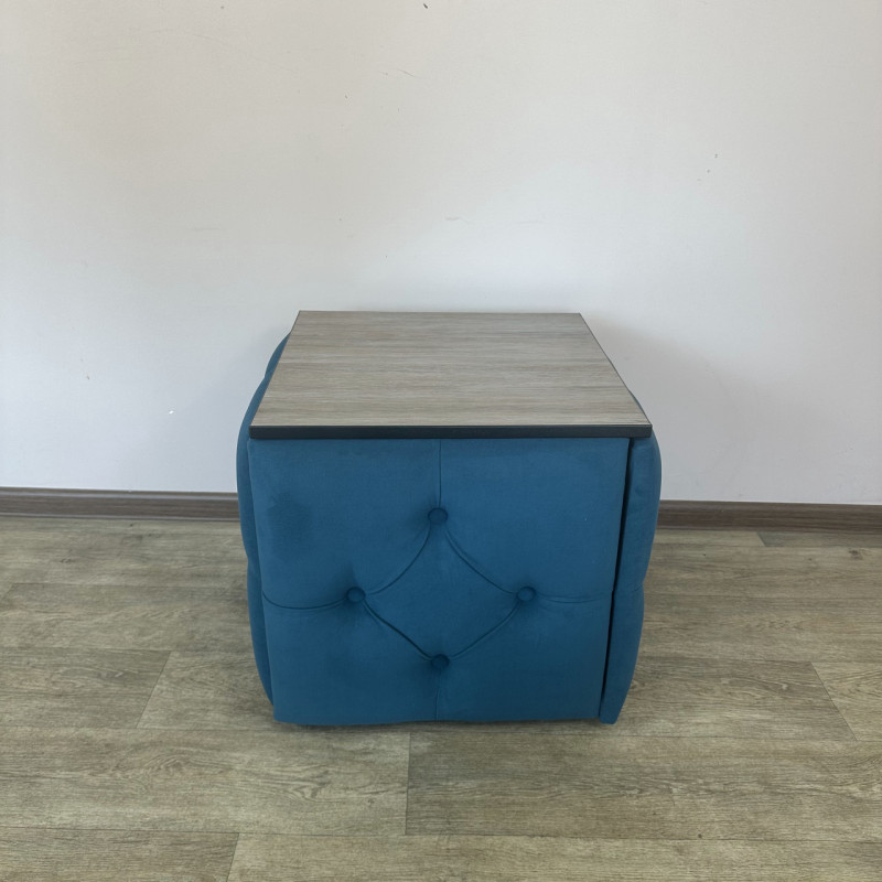Пуф-трансформер 5в1 Остін-1 зі столиком велюр бірюзовий/дуб платиновий 2-2-9003