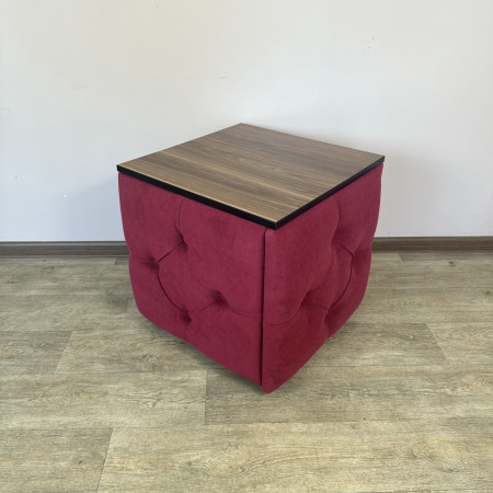 Пуф-трансформер 5в1 Остін-1 зі столиком велюр червоний/горіх каліфорнійський 4-4-9003
