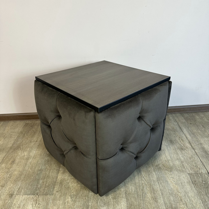 Пуф-трансформер 5в1 Mzavod Остин-1 со столиком велюр серо-коричневый/риголетто темный 5-1-9005