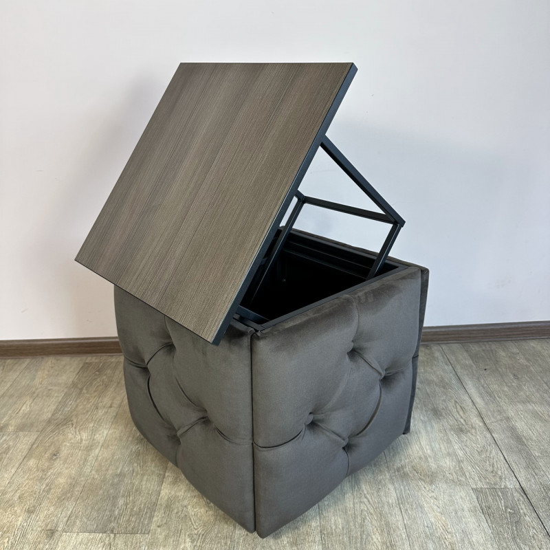 Пуф-трансформер 5в1 Mzavod Остин-1 со столиком велюр серо-коричневый/риголетто темный 5-1-9005