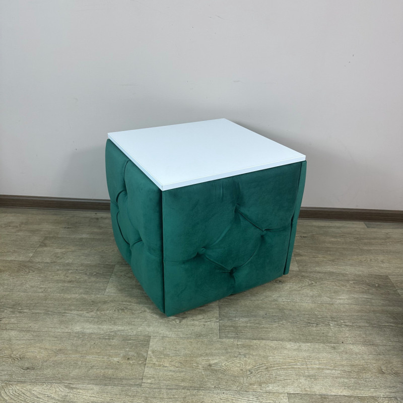 Пуф-трансформер 5в1 Mzavod Остин-1 со столиком велюр изумрудный/белая аляска 8-3-9005
