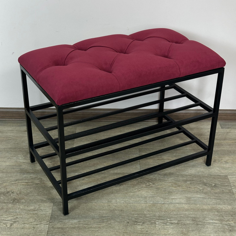 Банкетка для обуви Женева-1 50см велюр красный 4-0-9005