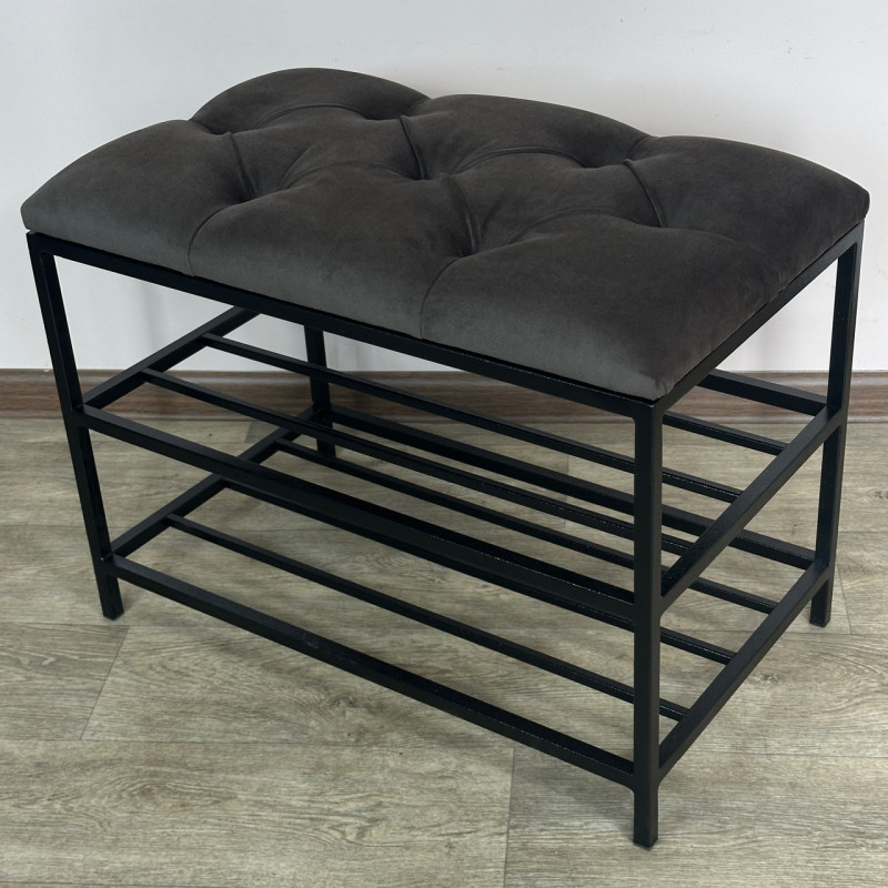 Банкетка для обуви Женева-1 50см велюр серо-коричневый 5-0-9005