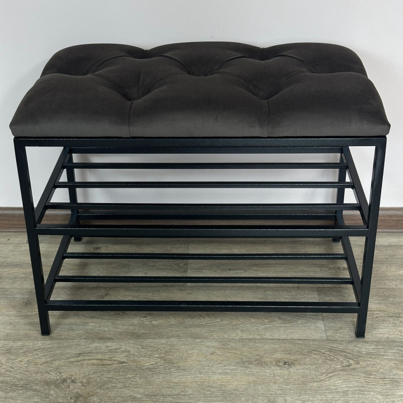 Банкетка для обуви Женева-1 50см велюр серо-коричневый 5-0-9005