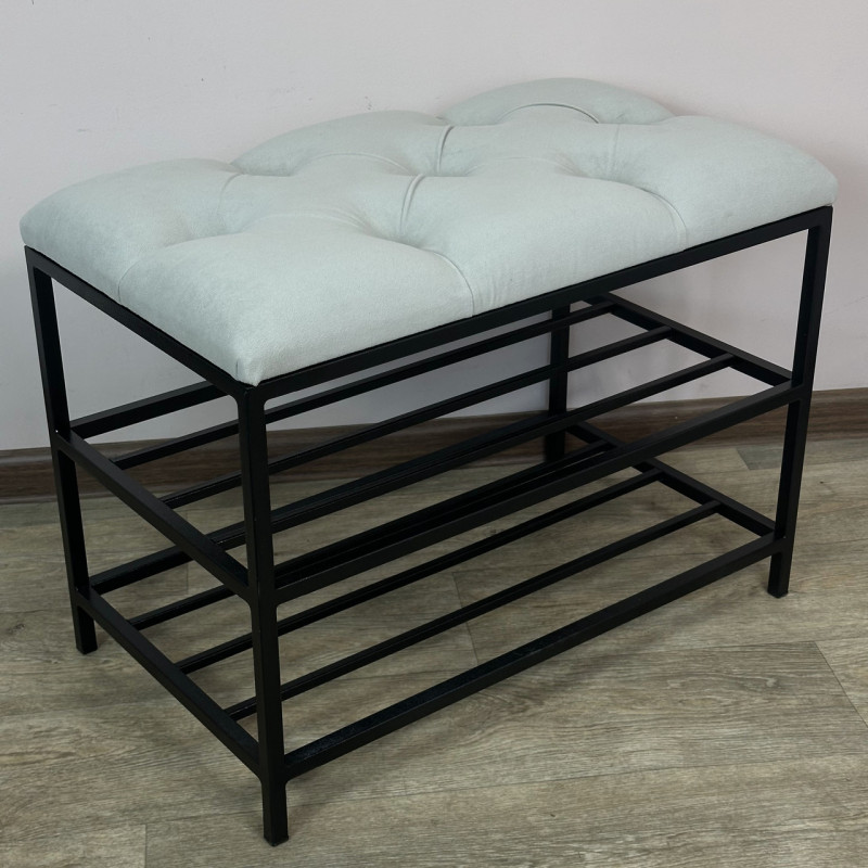 Банкетка для обуви Женева-1 60см велюр светло-серый 6-0-9005