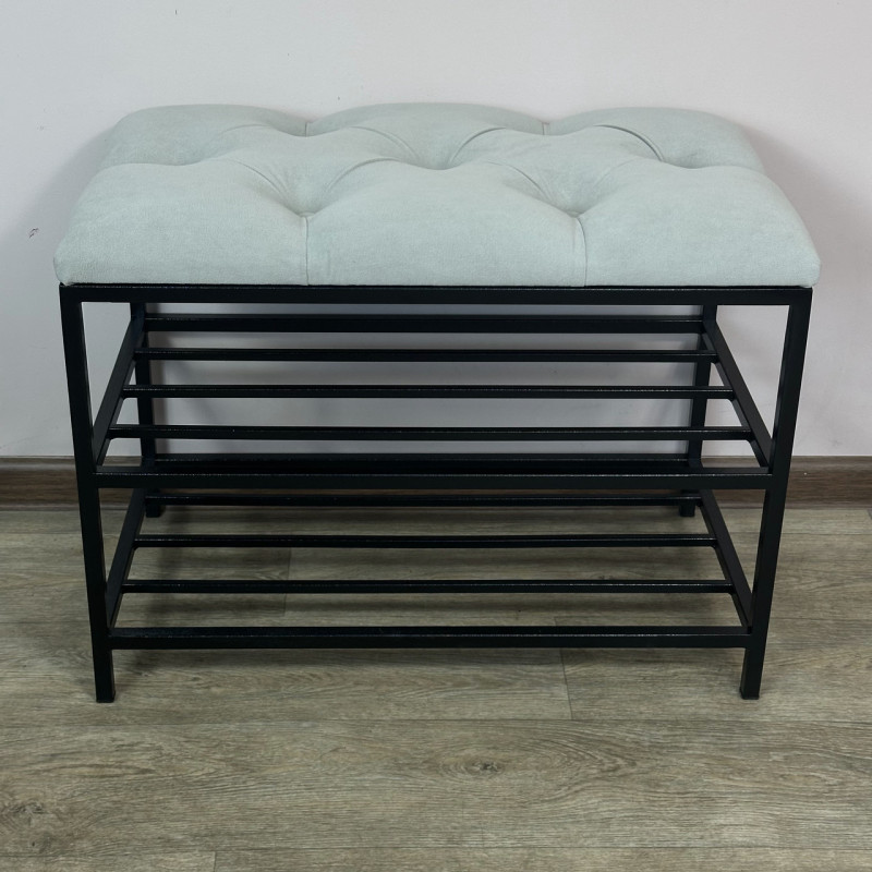 Банкетка для обуви Женева-1 60см велюр светло-серый 6-0-9005