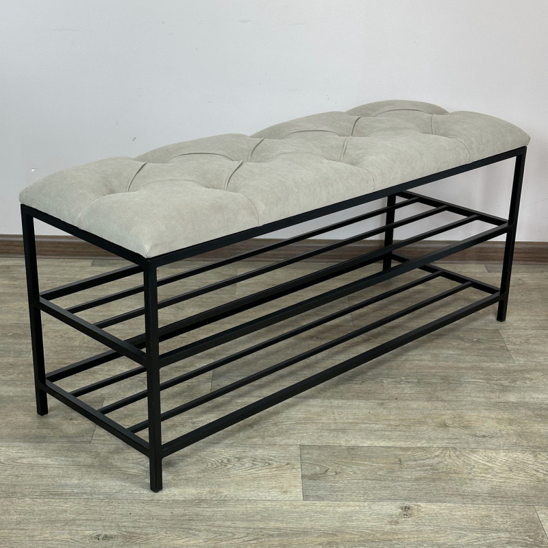 Банкетка для взуття Женева-1 100 см велюр бежевий 3-0-9005