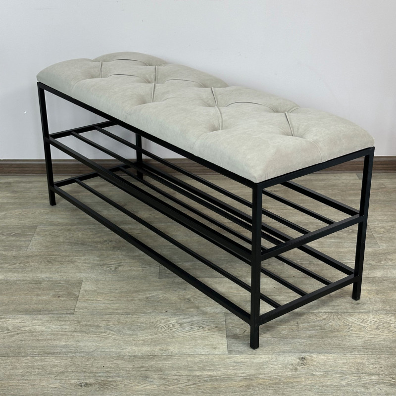 Банкетка для взуття Женева-1 100 см велюр бежевий 3-0-9005