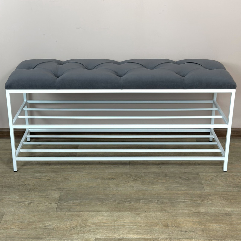 Банкетка для обуви Женева-1 100см велюр серый 7-0-9003