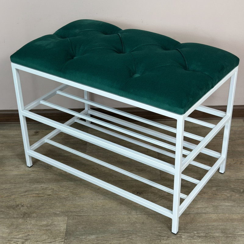 Банкетка для обуви Женева-1 50см велюр изумрудный 8-0-9003