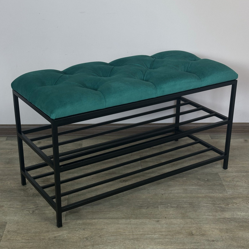 Банкетка для взуття Женева-1 80 см велюр смарагдовий 8-0-9005