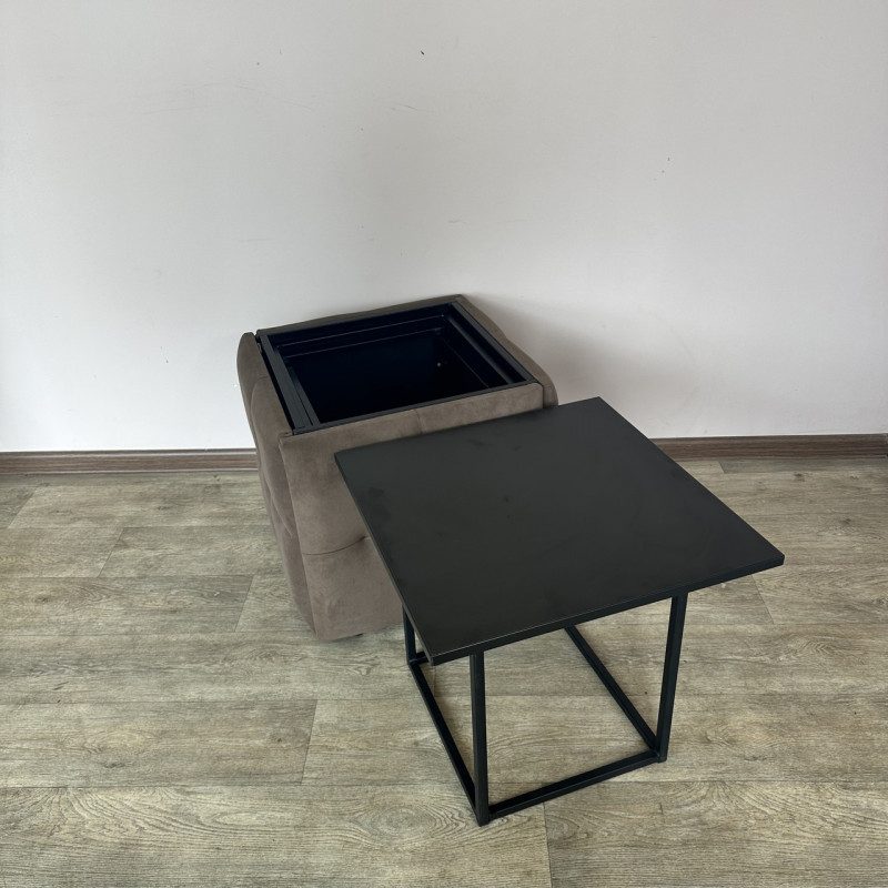 Пуф-трансформер 5в1 Mzavod Остин-4 со столиком велюр коричневый/черный 1-5-9005