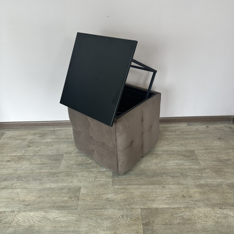 Пуф-трансформер 5в1 Mzavod Остин-4 со столиком велюр коричневый/черный 1-5-9005