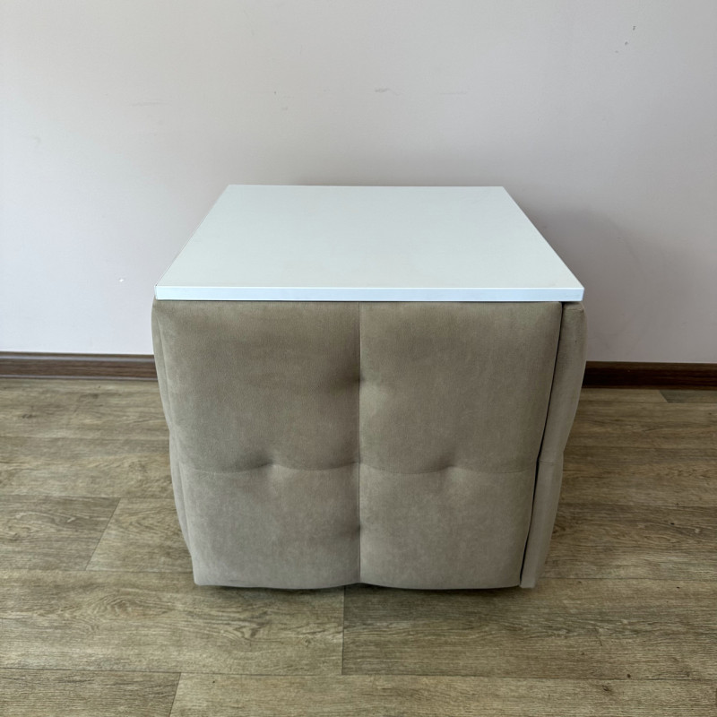 Пуф-трансформер 5в1 Mzavod Остин-4 со столиком велюр бежевый/белая аляска 3-3-9003