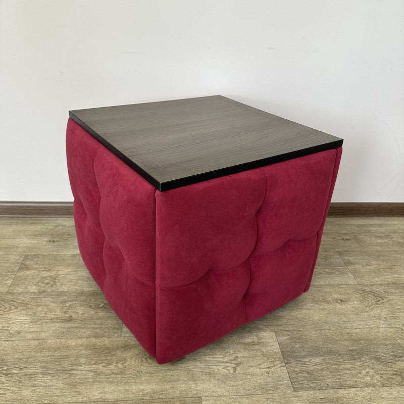 Пуф-трансформер 5в1 Остін-4 зі столиком велюр червоний/ріголетто темний 4-1-9005