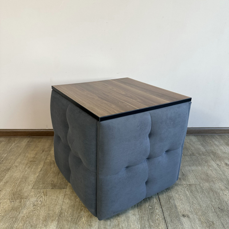 Пуф-трансформер 5в1 Mzavod Остин-4 со столиком велюр серый/орех калифорнийский 7-4-9003