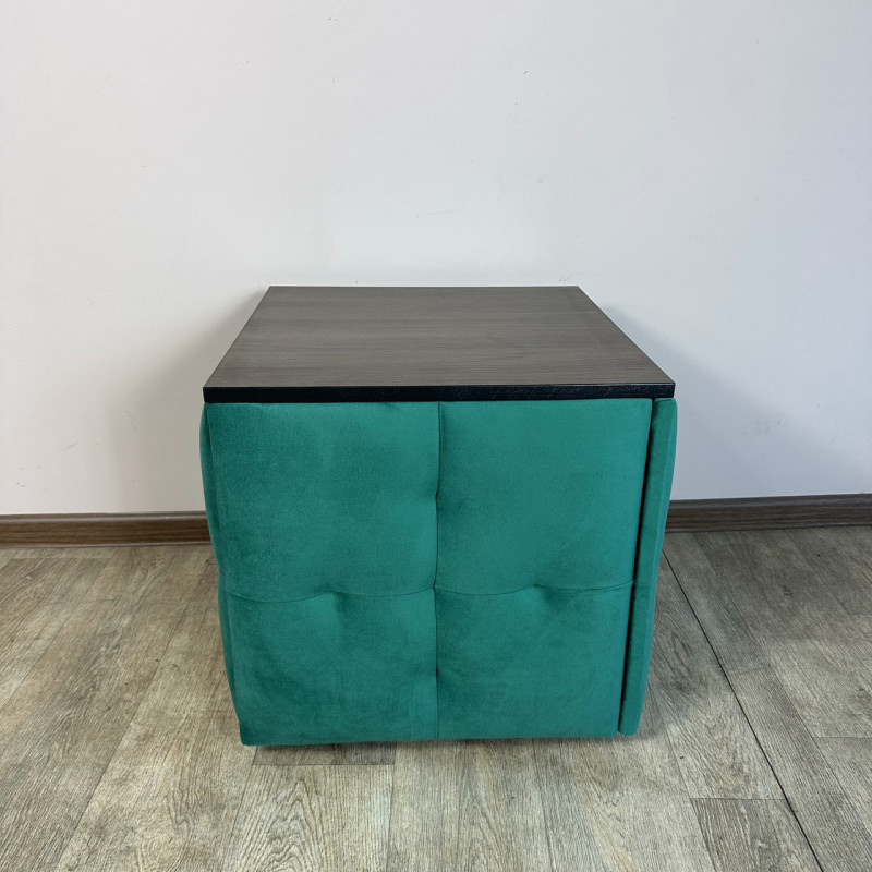 Пуф-трансформер 5в1 Mzavod Остин-4 со столиком велюр изумрудный/риголетто темный 8-1-9005