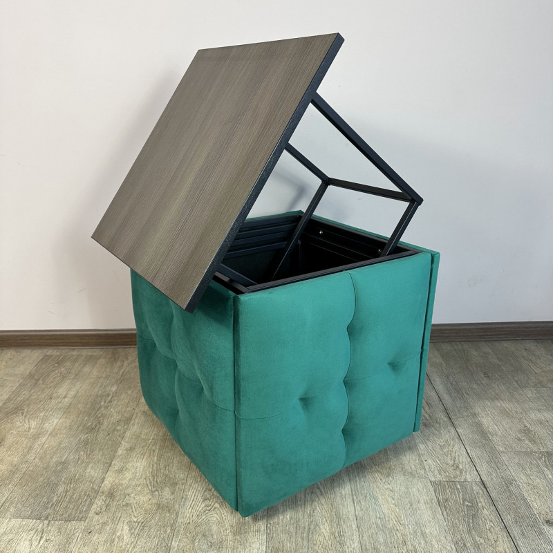 Пуф-трансформер 5в1 Mzavod Остин-4 со столиком велюр изумрудный/риголетто темный 8-1-9005