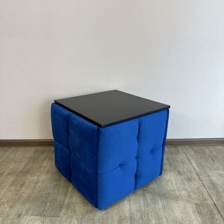 Пуф-трансформер 5в1 Остін-4 зі столиком велюр синій/чорний 9-5-9005