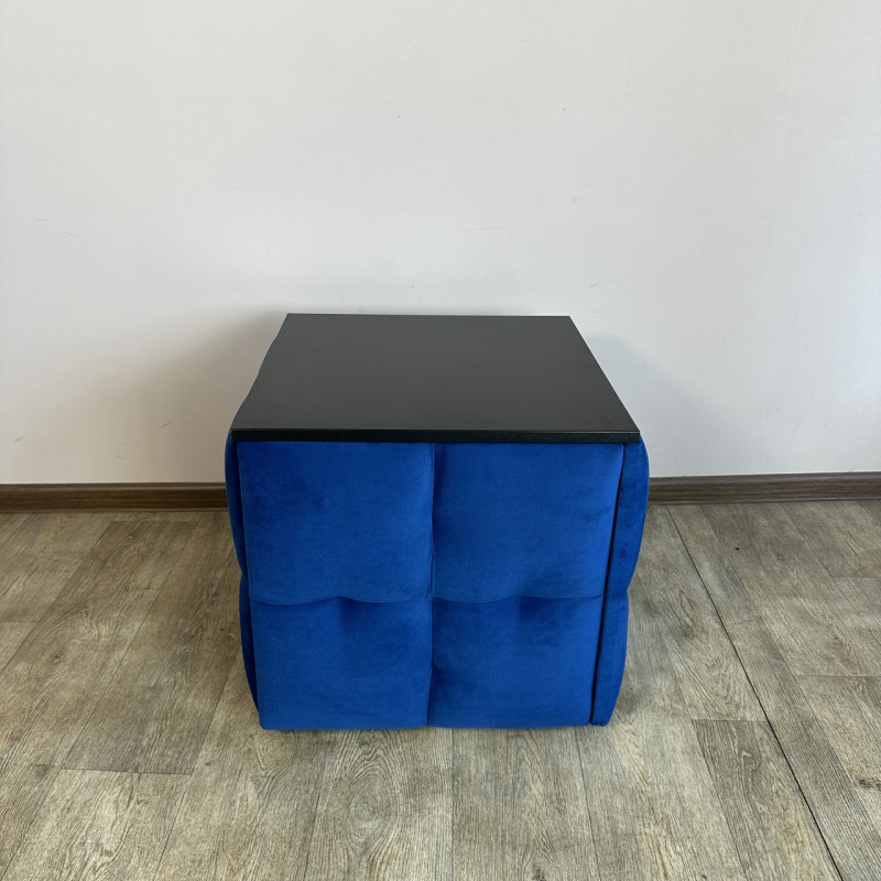 Пуф-трансформер 5в1 Mzavod Остин-4 со столиком велюр синий/черный 9-5-9005