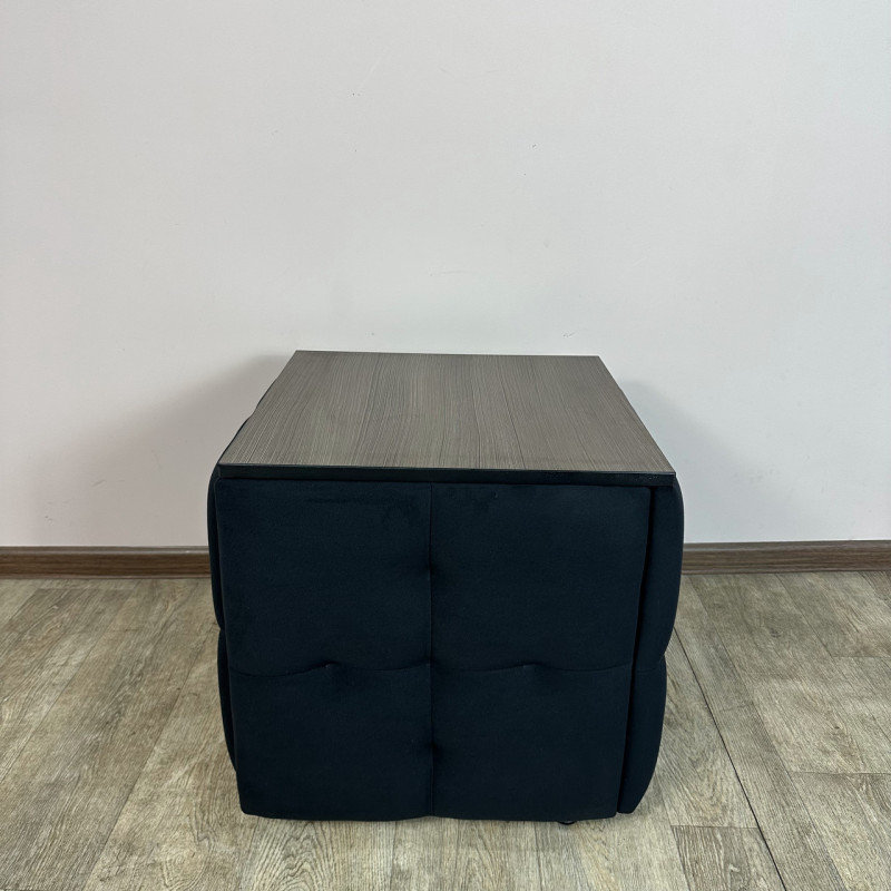 Пуф-трансформер 5в1 Остін-4 зі столиком велюр чорний/ріголетто темний 10-1-9003