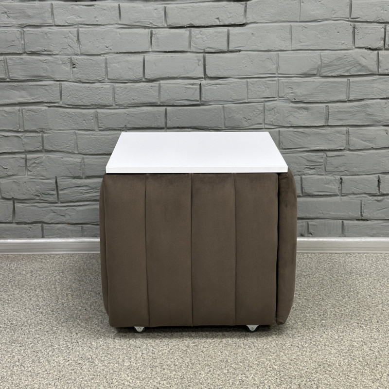 Пуф-трансформер 5в1 Mzavod Остин-2 со столиком велюр серо-коричневый/белая аляска 5-3-9003