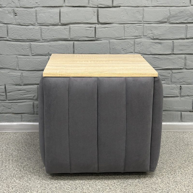 Пуф-трансформер 5в1 Mzavod Остин-2 со столиком велюр серый/дуб сонома 7-7-9003